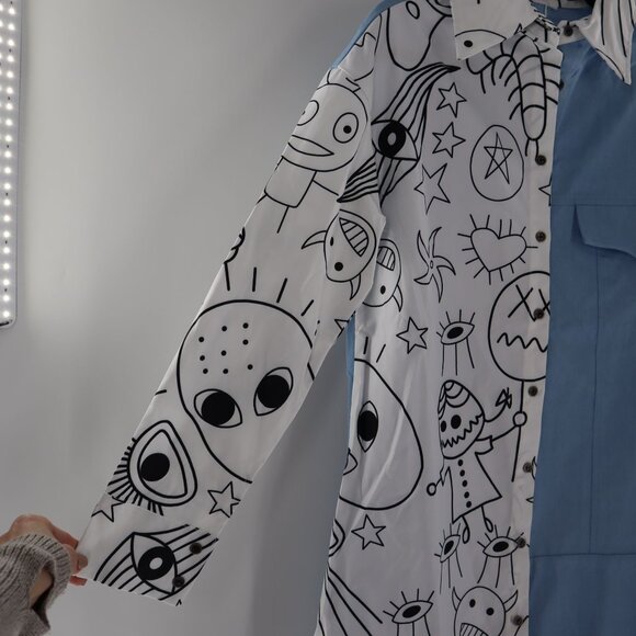 Leena Two-Tone‎ Shirt Dress Womens Demure Statement Creative Playful Artist NWT - Picture 6 of 13